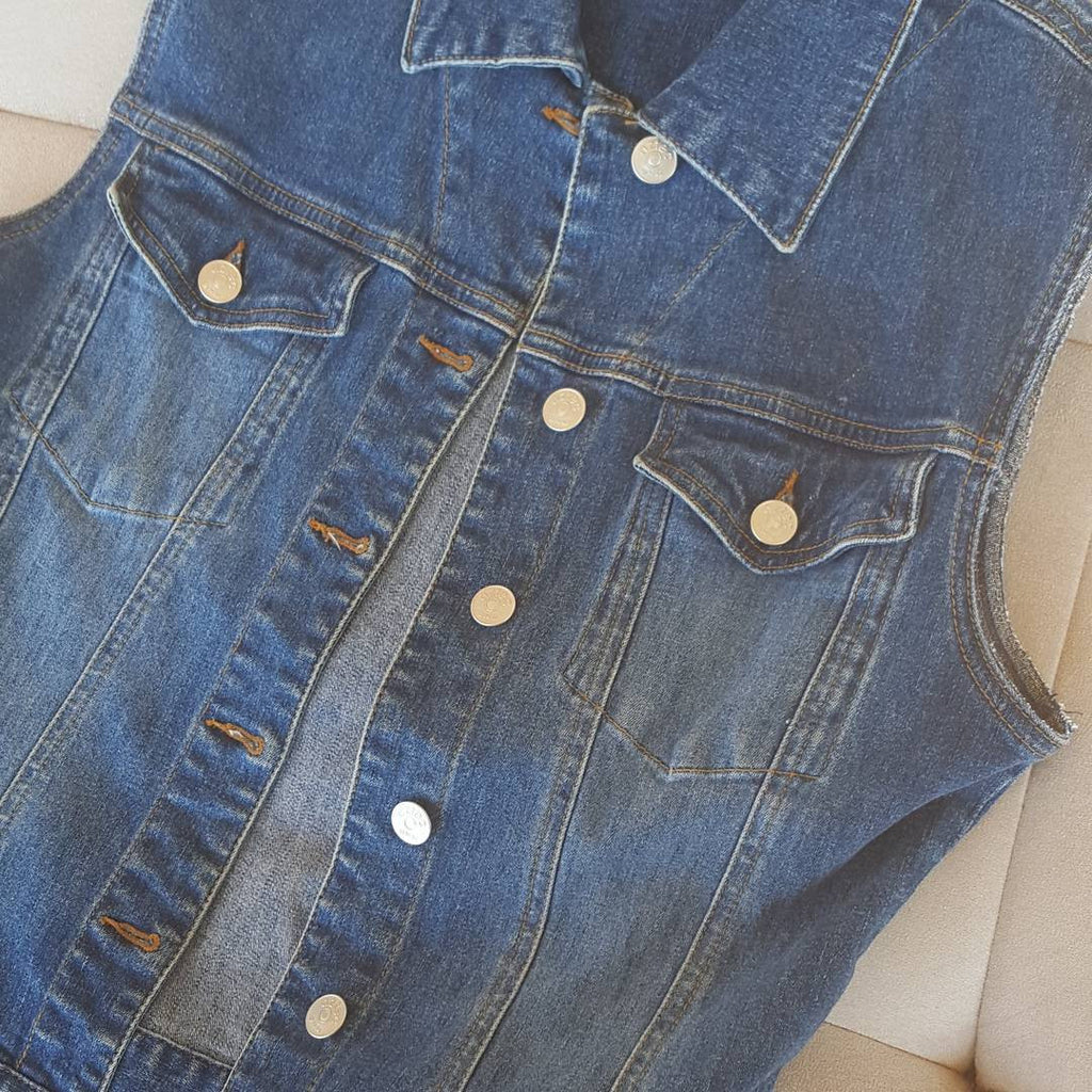 Denim sleeveless vest